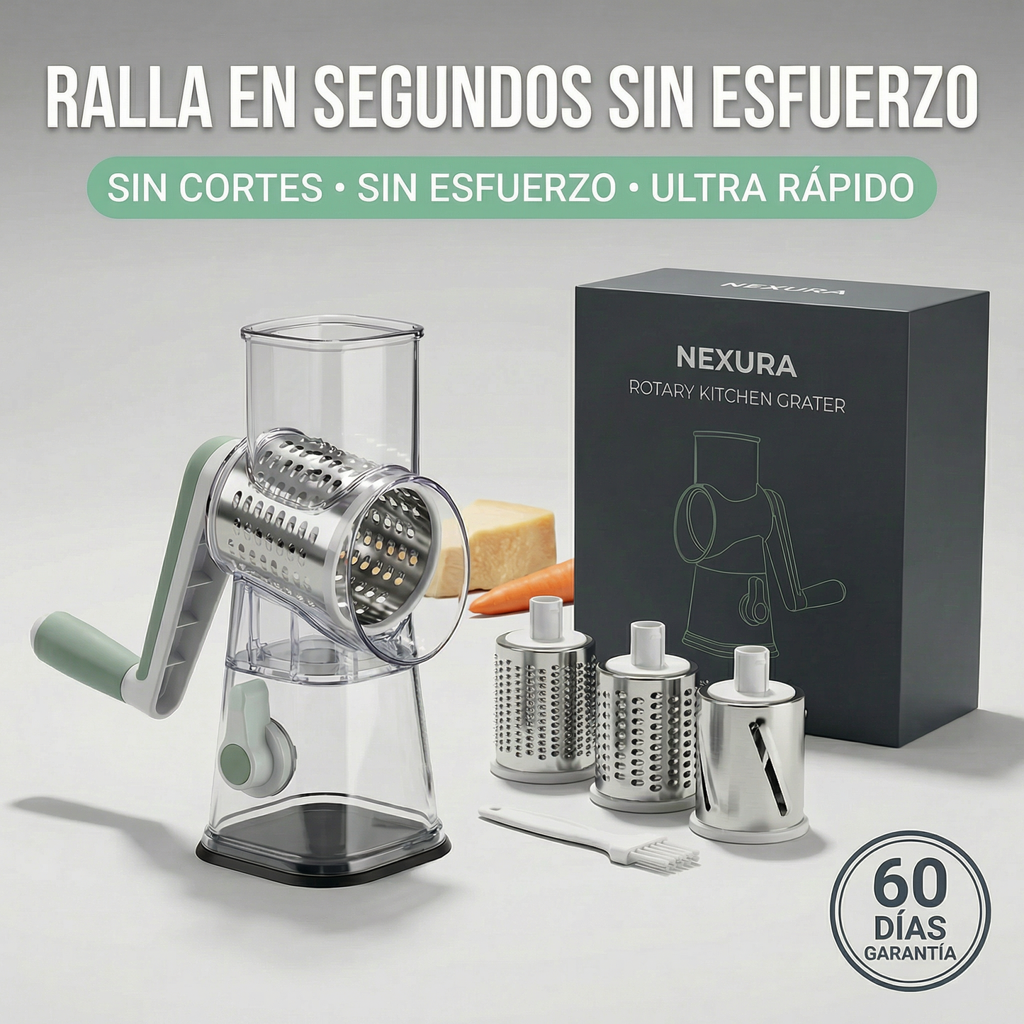 NEXURA™ | Rallador rápido 3 en 1 para tu cocina